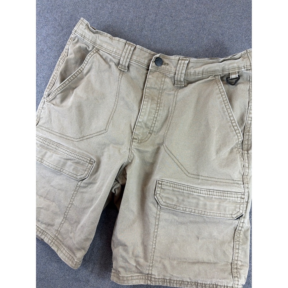 Mountain Khaki Cargo Shorts Men 32 Tan Stretch Utility Hiking Stretch Pockets